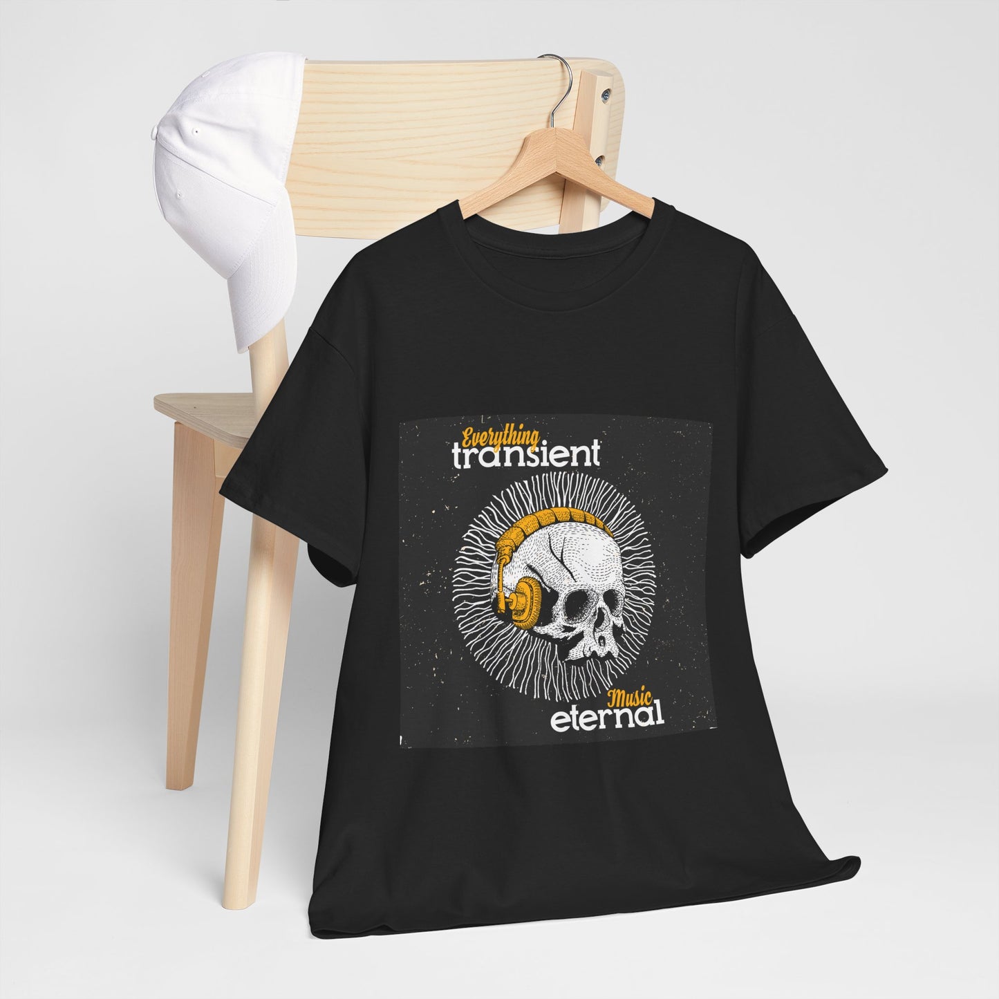 Unisex Music Eternal Skull Graphic Tee - DJ Headphones Vintage Art
