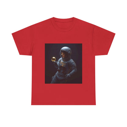 Unisex 'Cosmic Treasure' T-Shirt - Astronaut Holding Golden Orb Graphic Tee