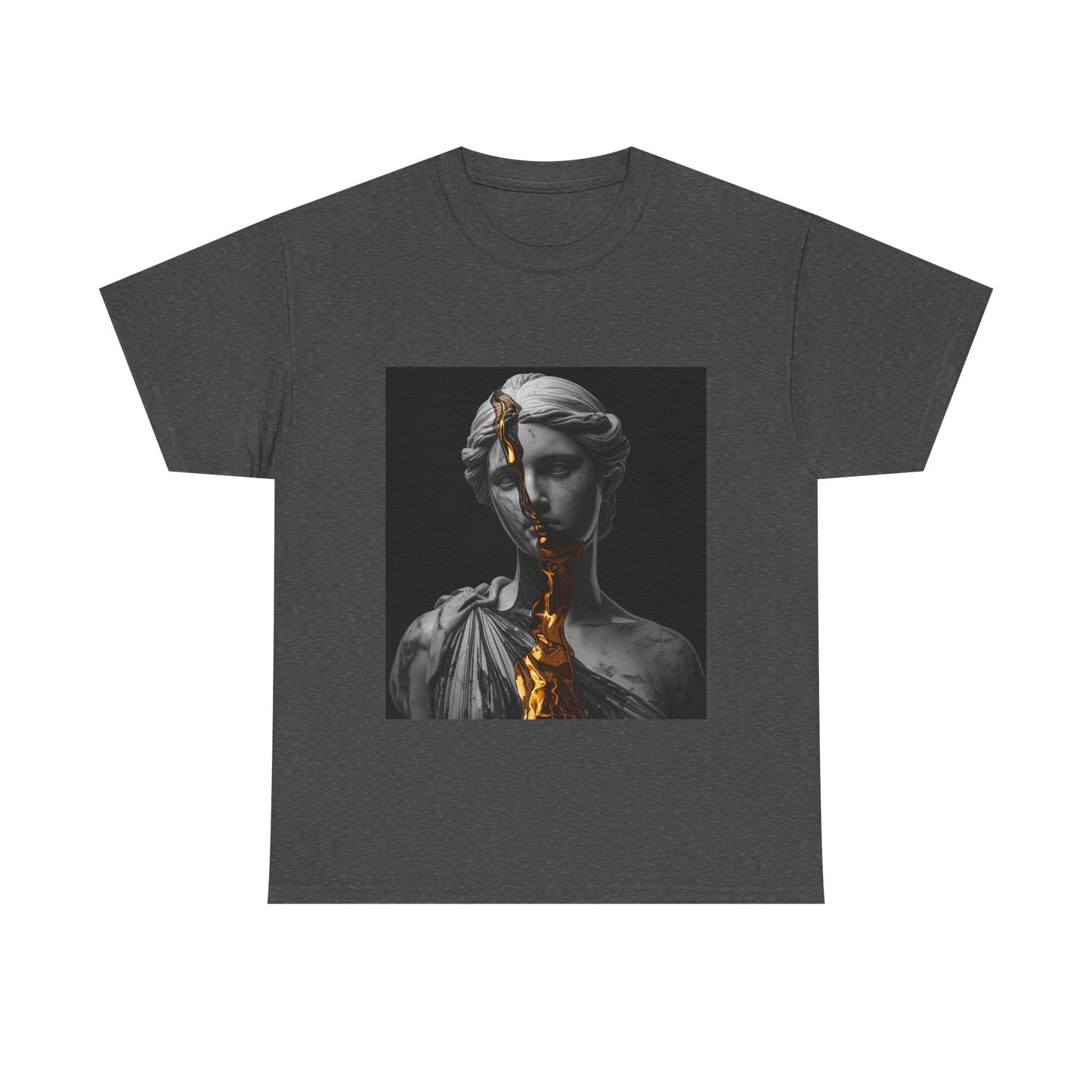 Unisex Golden Fracture Statue T-Shirt | Marble Sculpture & Gold Liquid Art