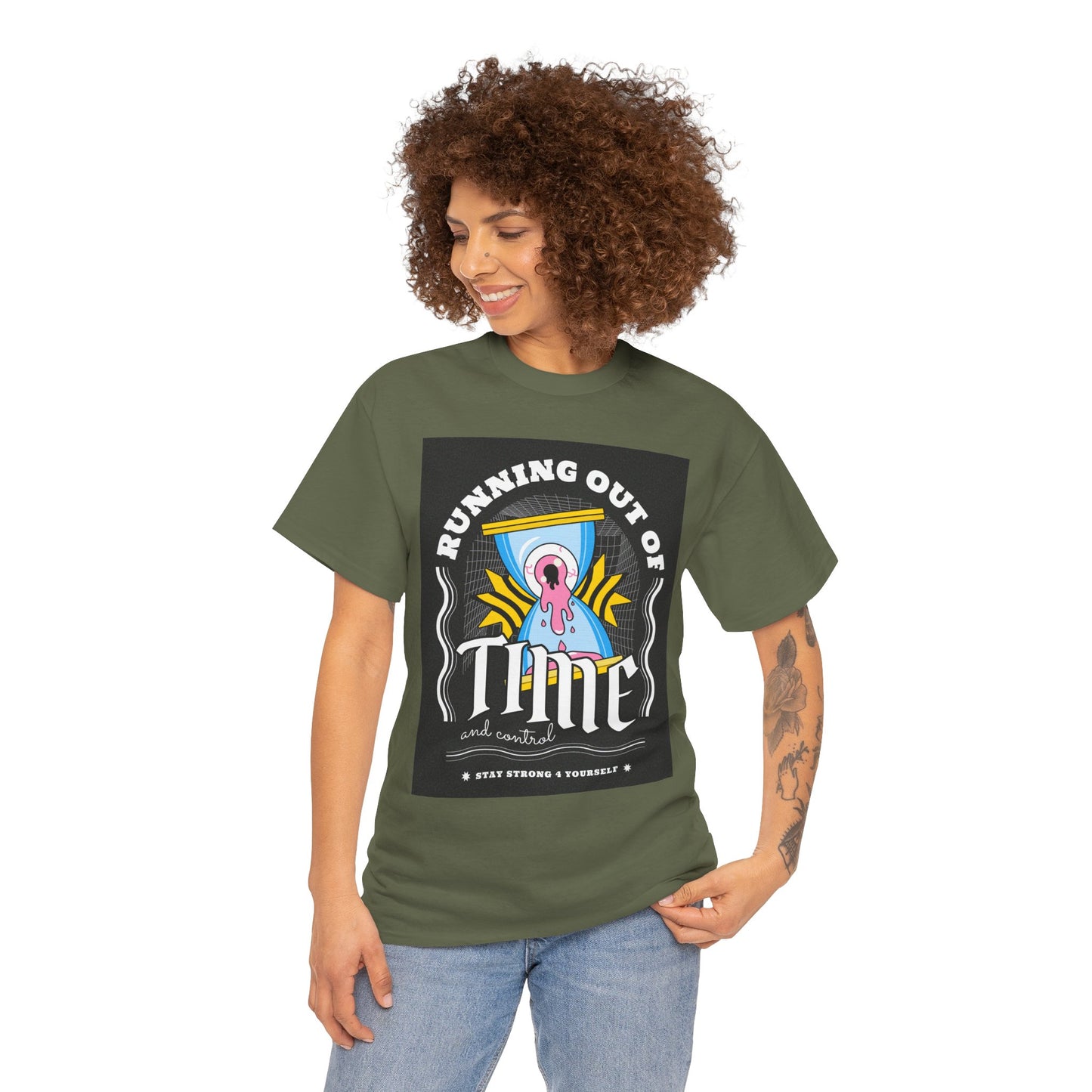 **Unisex Running Out of Time and Control Graphic T-Shirt - Hourglass Anxiety Tee**