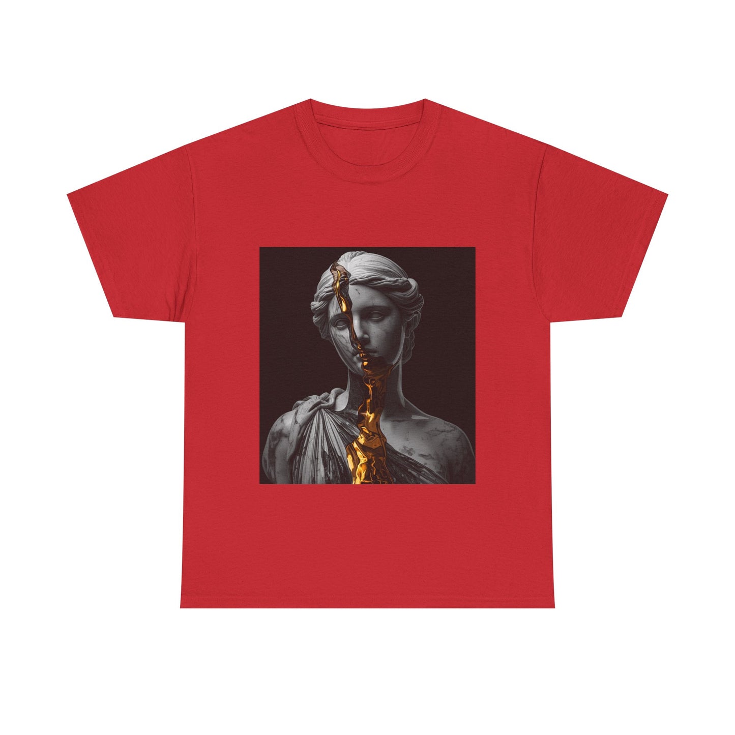 Unisex Golden Fracture Statue T-Shirt | Marble Sculpture & Gold Liquid Art
