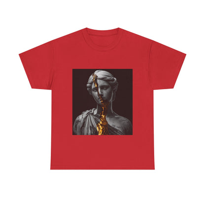 Unisex Golden Fracture Statue T-Shirt | Marble Sculpture & Gold Liquid Art
