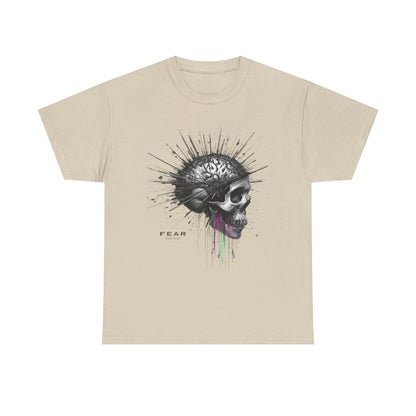 Unisex 'Exploding Mind' T-Shirt - Skull, Brain & FEAR Anxiety Graphic Tee
