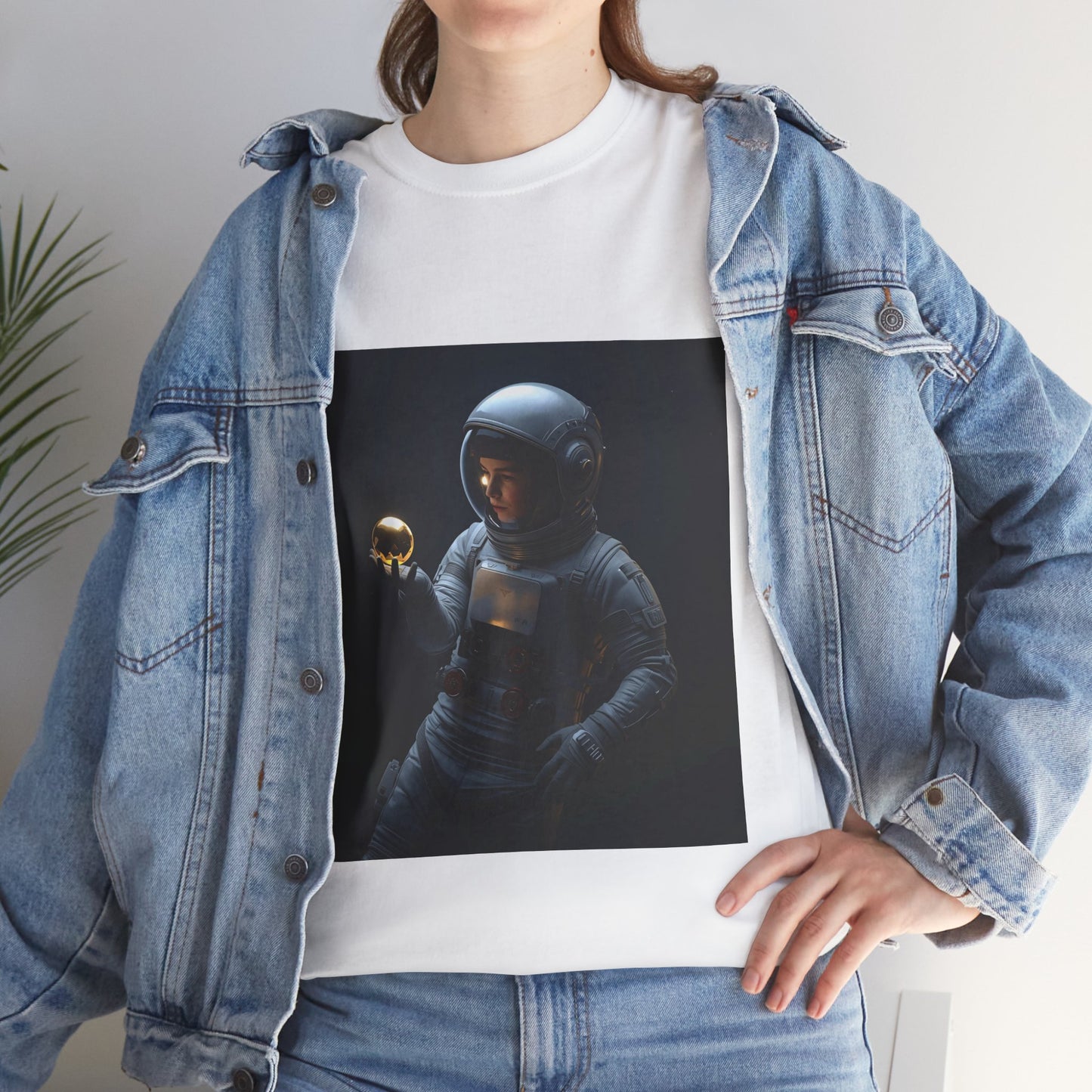 Unisex 'Cosmic Treasure' T-Shirt - Astronaut Holding Golden Orb Graphic Tee