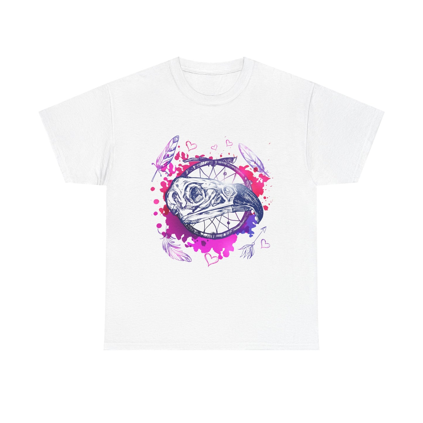 Bird Skull Dreamcatcher T-Shirt - Bohemian Watercolor Graphic