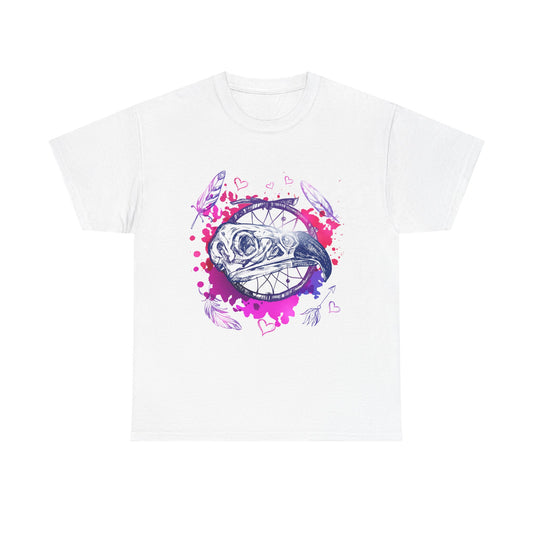 Bird Skull Dreamcatcher T-Shirt - Bohemian Watercolor Graphic