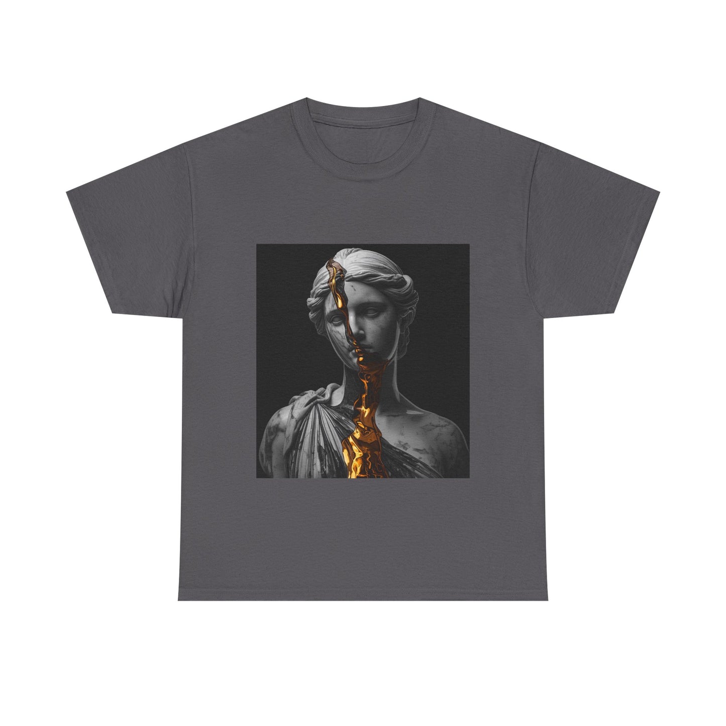 Unisex Golden Fracture Statue T-Shirt | Marble Sculpture & Gold Liquid Art