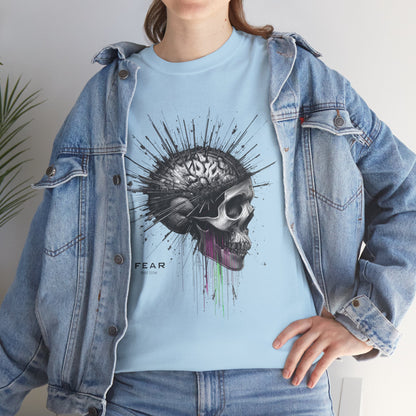 Unisex 'Exploding Mind' T-Shirt - Skull, Brain & FEAR Anxiety Graphic Tee