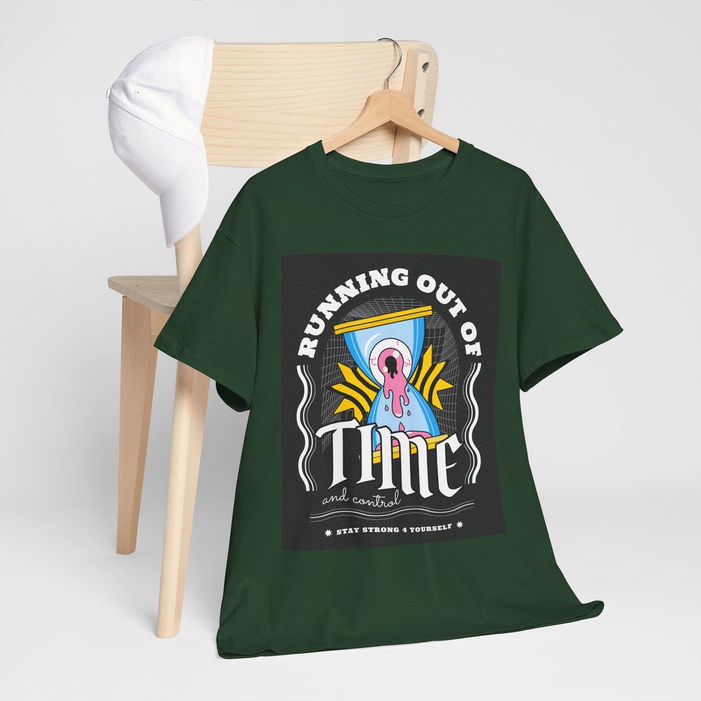 **Unisex Running Out of Time and Control Graphic T-Shirt - Hourglass Anxiety Tee**