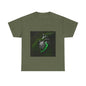 Unisex Glowing Bionic Heart in Moss T-Shirt | Sci-Fi Forest Wear