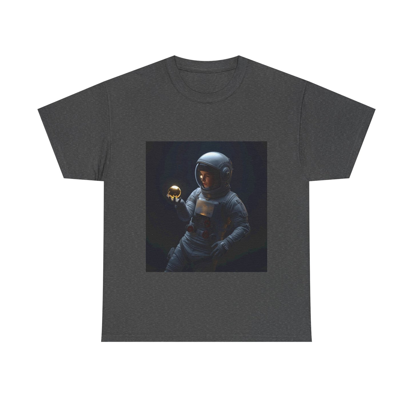 Unisex 'Cosmic Treasure' T-Shirt - Astronaut Holding Golden Orb Graphic Tee