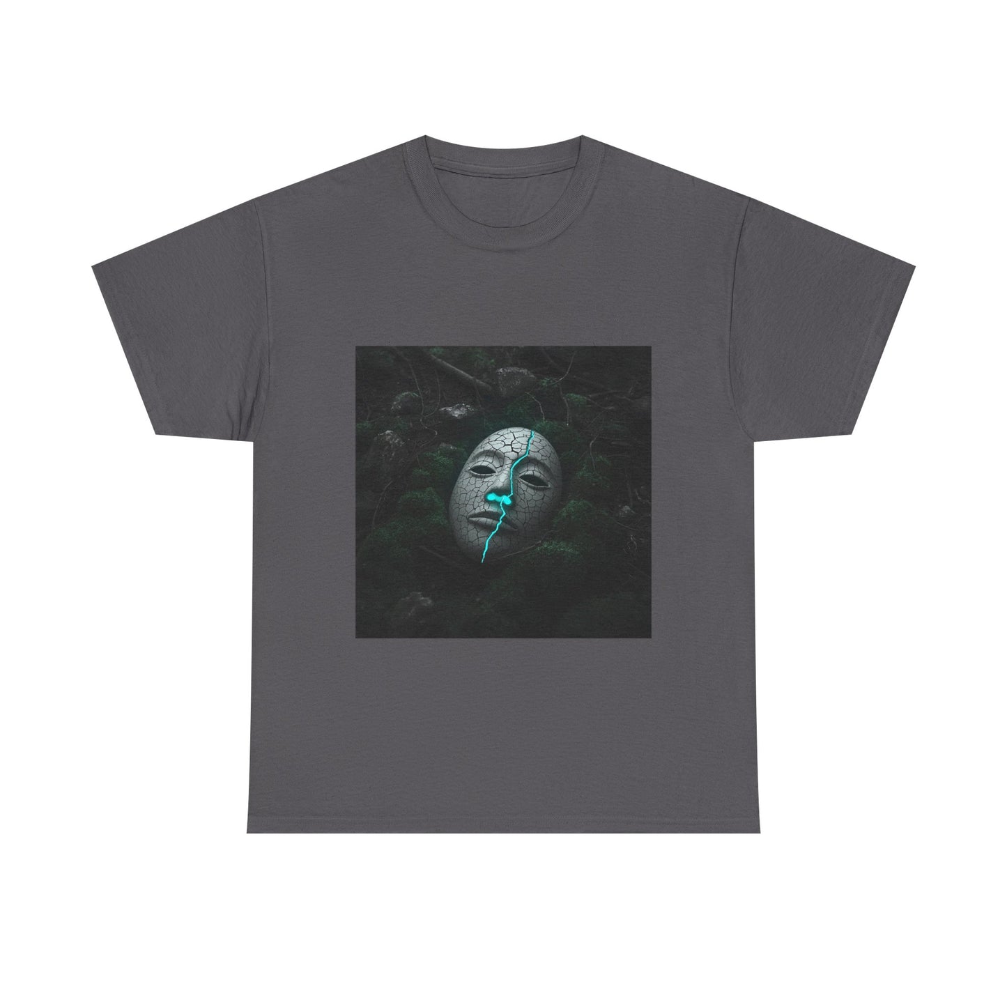 Unisex Cracked Mask in Moss T-Shirt | Mysterious Forest Aesthetic Tee