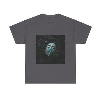 Unisex Cracked Mask in Moss T-Shirt | Mysterious Forest Aesthetic Tee
