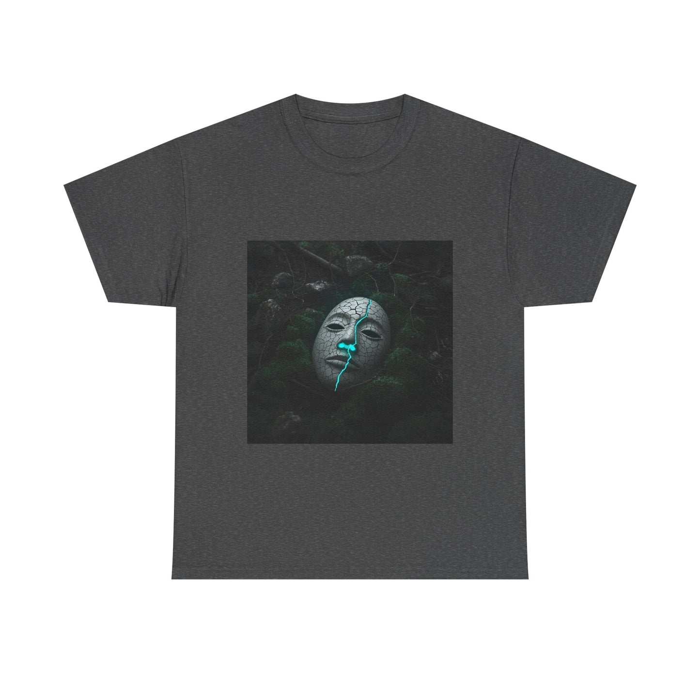 Unisex Cracked Mask in Moss T-Shirt | Mysterious Forest Aesthetic Tee