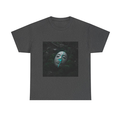 Unisex Cracked Mask in Moss T-Shirt | Mysterious Forest Aesthetic Tee