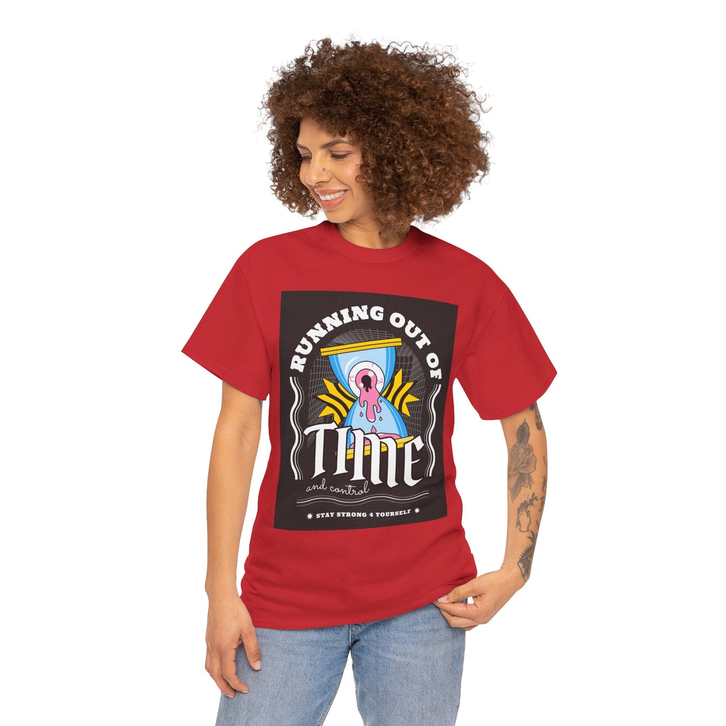 **Unisex Running Out of Time and Control Graphic T-Shirt - Hourglass Anxiety Tee**