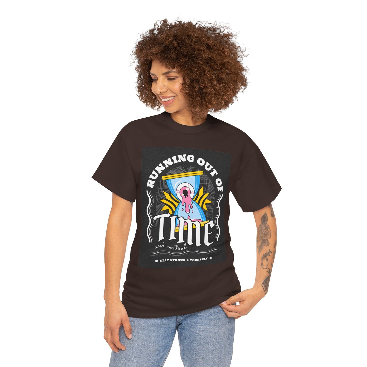 **Unisex Running Out of Time and Control Graphic T-Shirt - Hourglass Anxiety Tee**