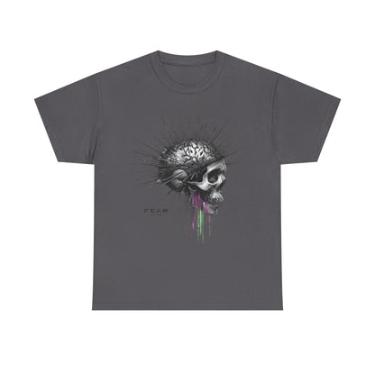 Unisex 'Exploding Mind' T-Shirt - Skull, Brain & FEAR Anxiety Graphic Tee