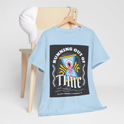 **Unisex Running Out of Time and Control Graphic T-Shirt - Hourglass Anxiety Tee**