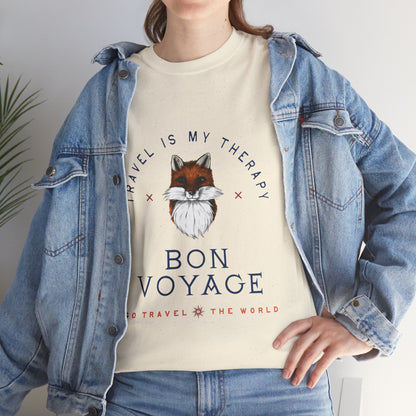 Travel Is My Therapy Fox T-Shirt - BON VOYAGE Wanderlust Tee