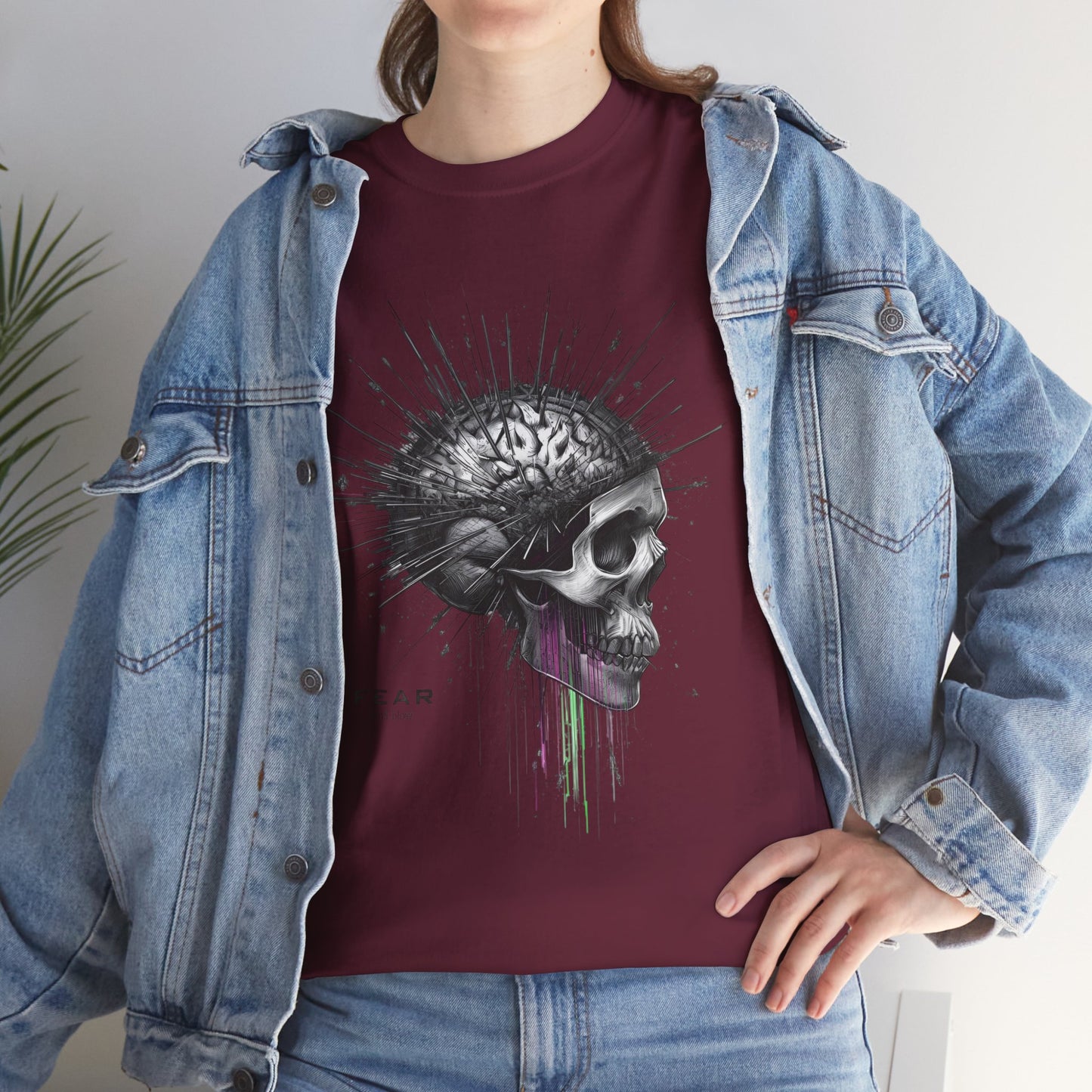Unisex 'Exploding Mind' T-Shirt - Skull, Brain & FEAR Anxiety Graphic Tee