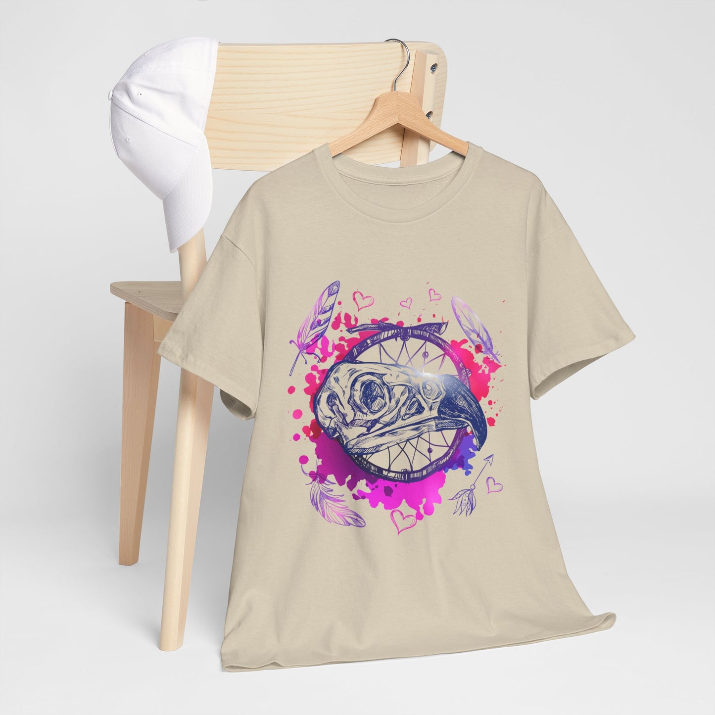 Bird Skull Dreamcatcher T-Shirt - Bohemian Watercolor Graphic
