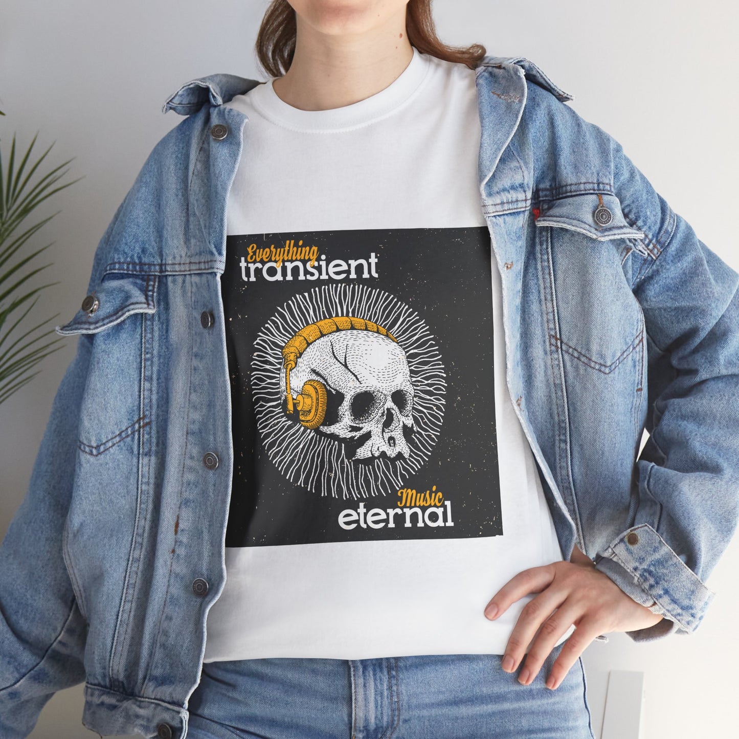 Unisex Music Eternal Skull Graphic Tee - DJ Headphones Vintage Art