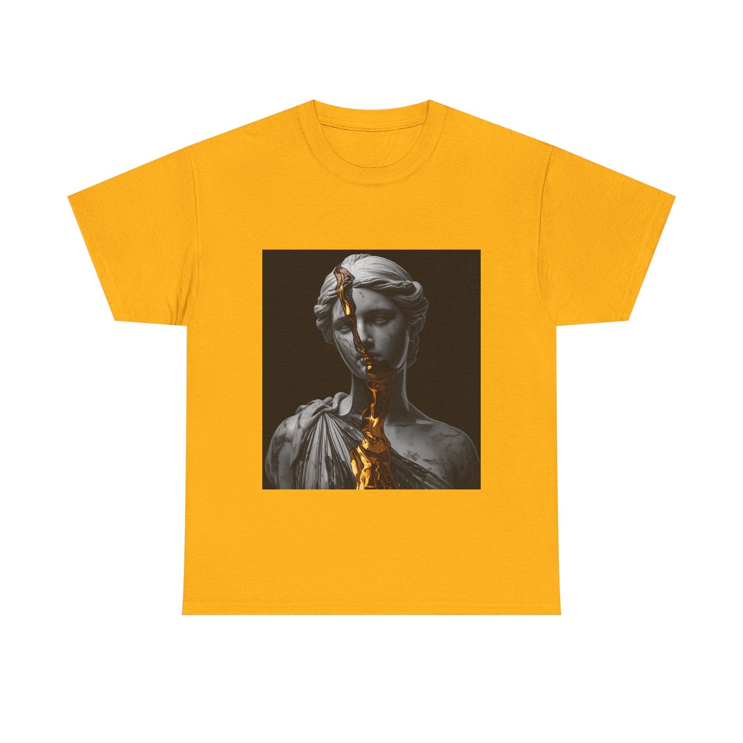 Unisex Golden Fracture Statue T-Shirt | Marble Sculpture & Gold Liquid Art