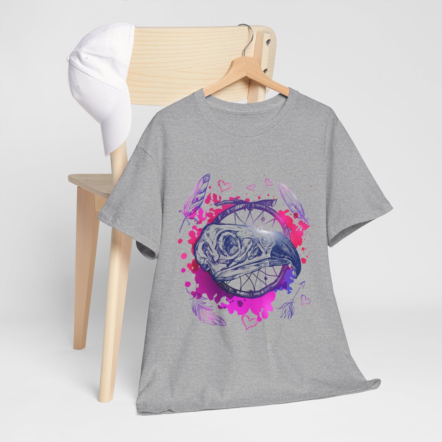Bird Skull Dreamcatcher T-Shirt - Bohemian Watercolor Graphic