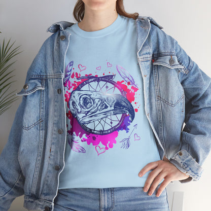 Bird Skull Dreamcatcher T-Shirt - Bohemian Watercolor Graphic