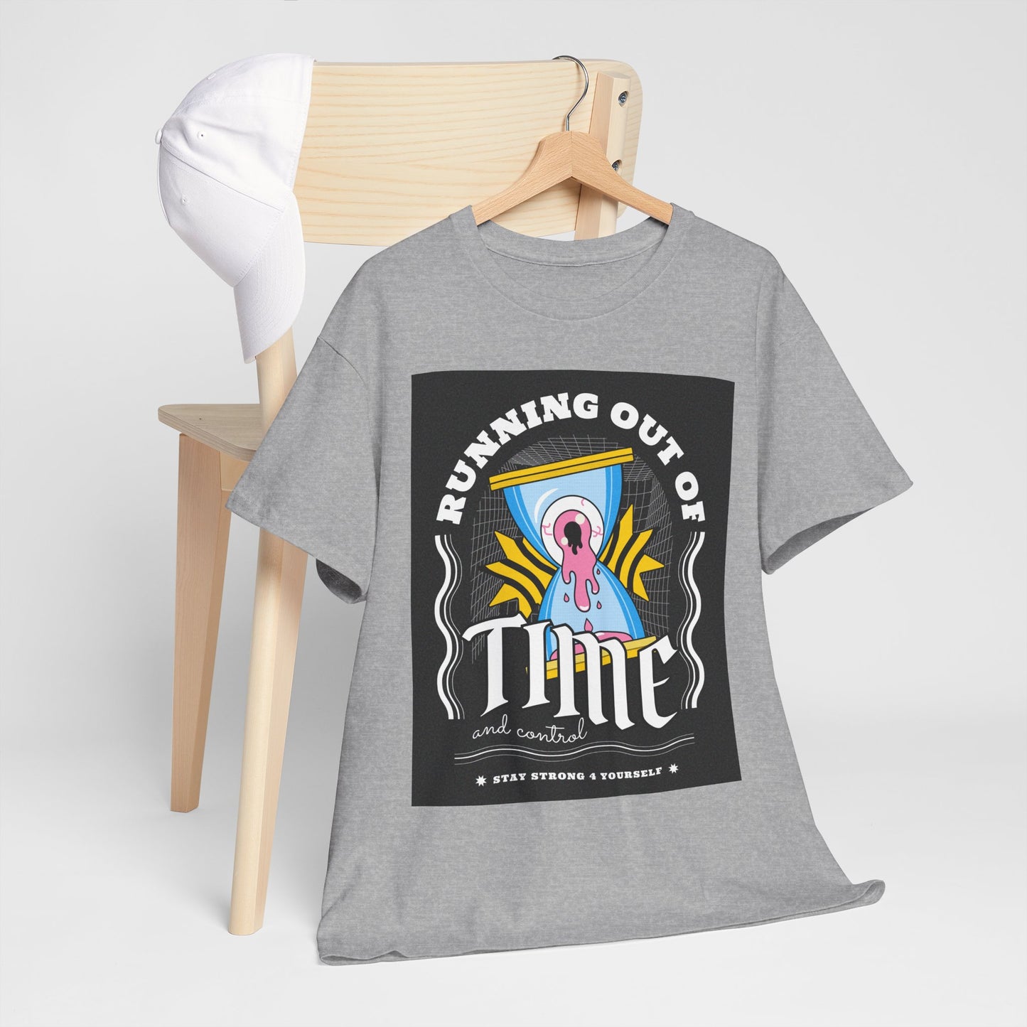 **Unisex Running Out of Time and Control Graphic T-Shirt - Hourglass Anxiety Tee**