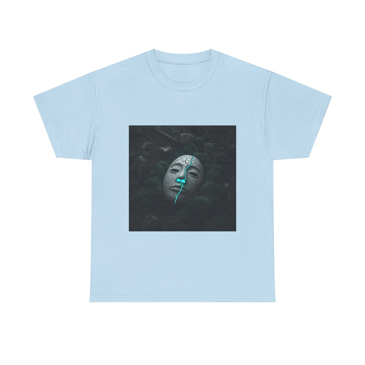 Unisex Cracked Mask in Moss T-Shirt | Mysterious Forest Aesthetic Tee