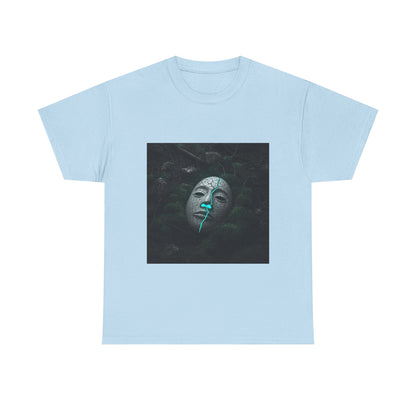 Unisex Cracked Mask in Moss T-Shirt | Mysterious Forest Aesthetic Tee