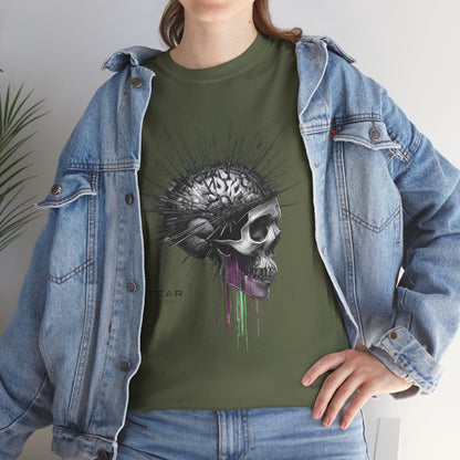 Unisex 'Exploding Mind' T-Shirt - Skull, Brain & FEAR Anxiety Graphic Tee