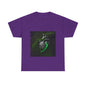 Unisex Glowing Bionic Heart in Moss T-Shirt | Sci-Fi Forest Wear