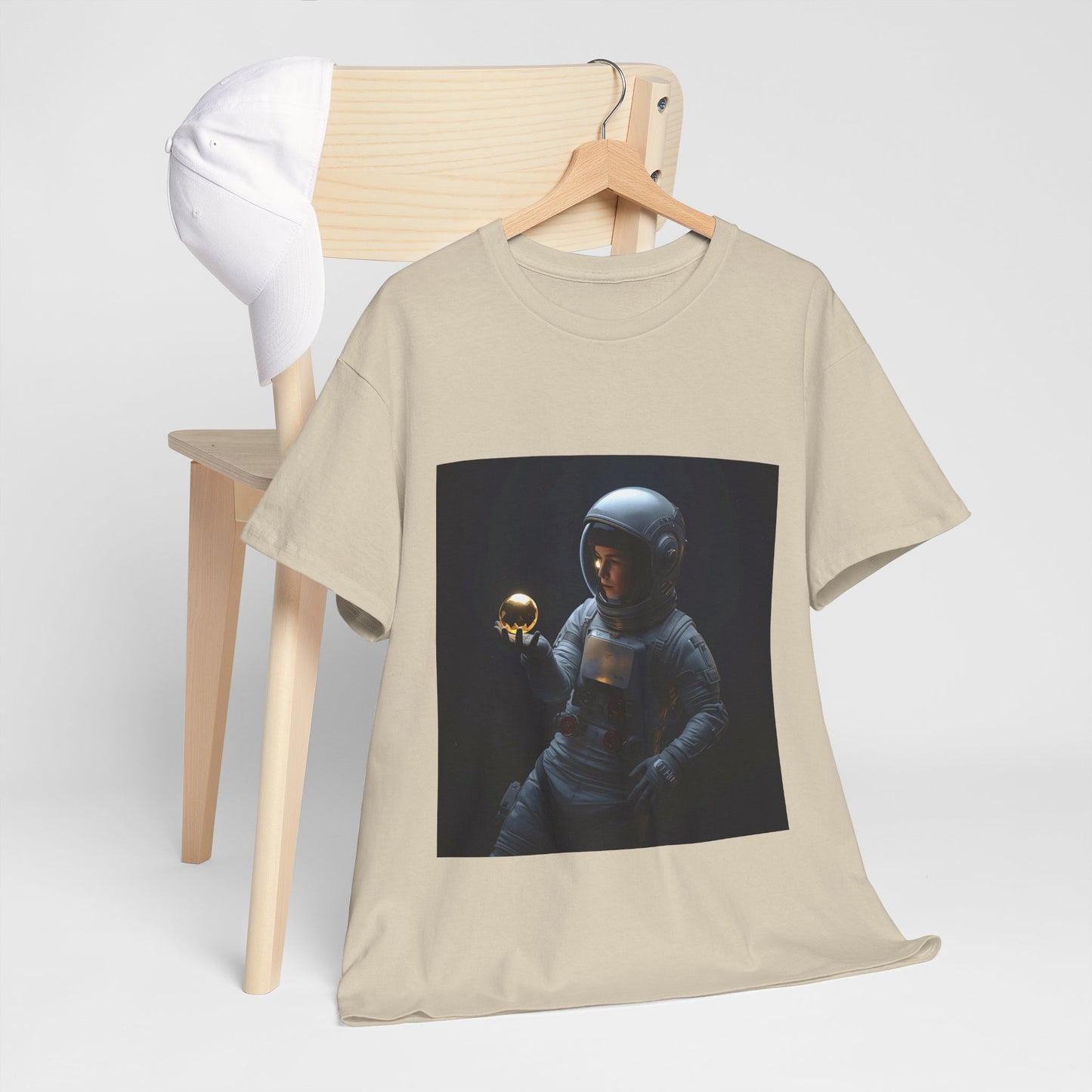 Unisex 'Cosmic Treasure' T-Shirt - Astronaut Holding Golden Orb Graphic Tee