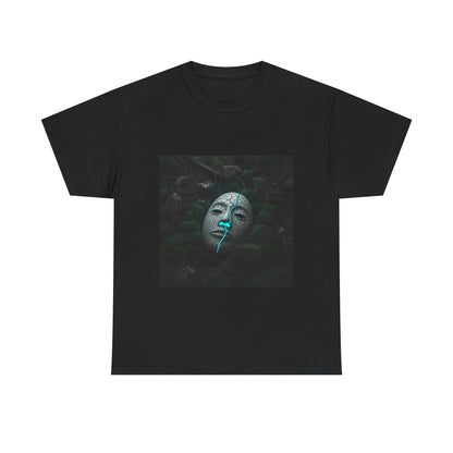 Unisex Cracked Mask in Moss T-Shirt | Mysterious Forest Aesthetic Tee