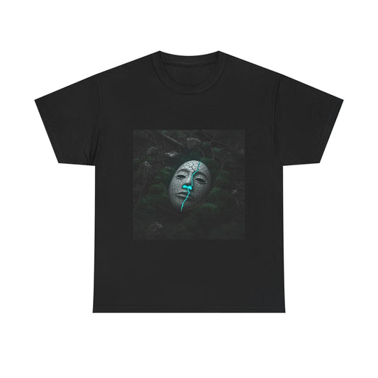 Unisex Cracked Mask in Moss T-Shirt | Mysterious Forest Aesthetic Tee