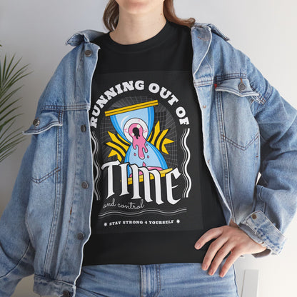 **Unisex Running Out of Time and Control Graphic T-Shirt - Hourglass Anxiety Tee**