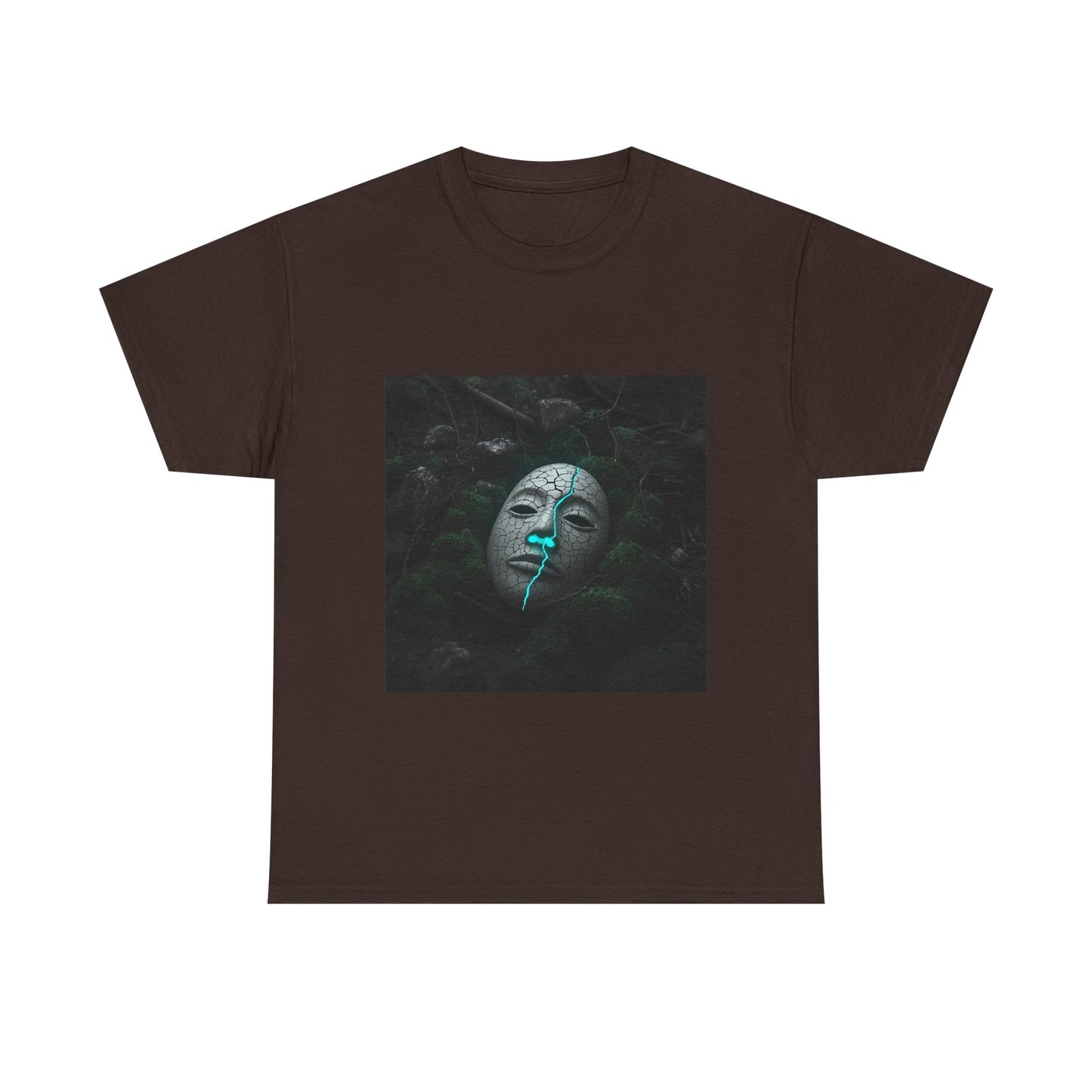 Unisex Cracked Mask in Moss T-Shirt | Mysterious Forest Aesthetic Tee