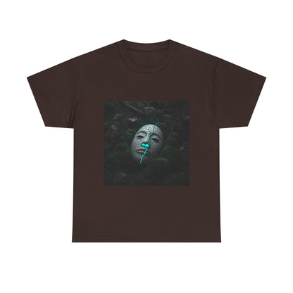 Unisex Cracked Mask in Moss T-Shirt | Mysterious Forest Aesthetic Tee