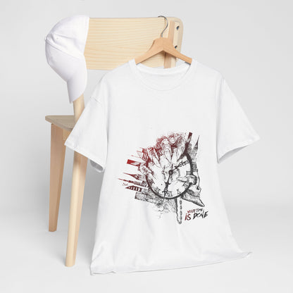 YOUR TIME IS DONE Skull Graphic Tee - Claw Hand Clock Print