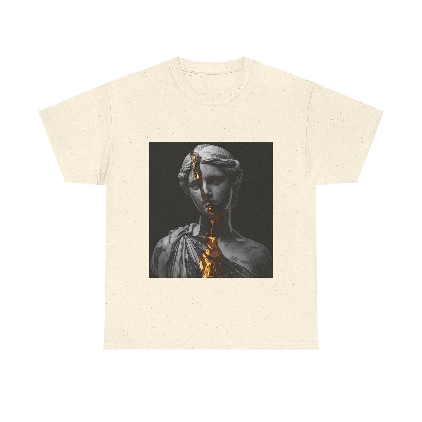 Unisex Golden Fracture Statue T-Shirt | Marble Sculpture & Gold Liquid Art