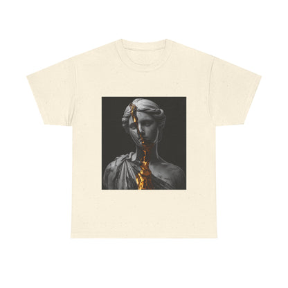 Unisex Golden Fracture Statue T-Shirt | Marble Sculpture & Gold Liquid Art
