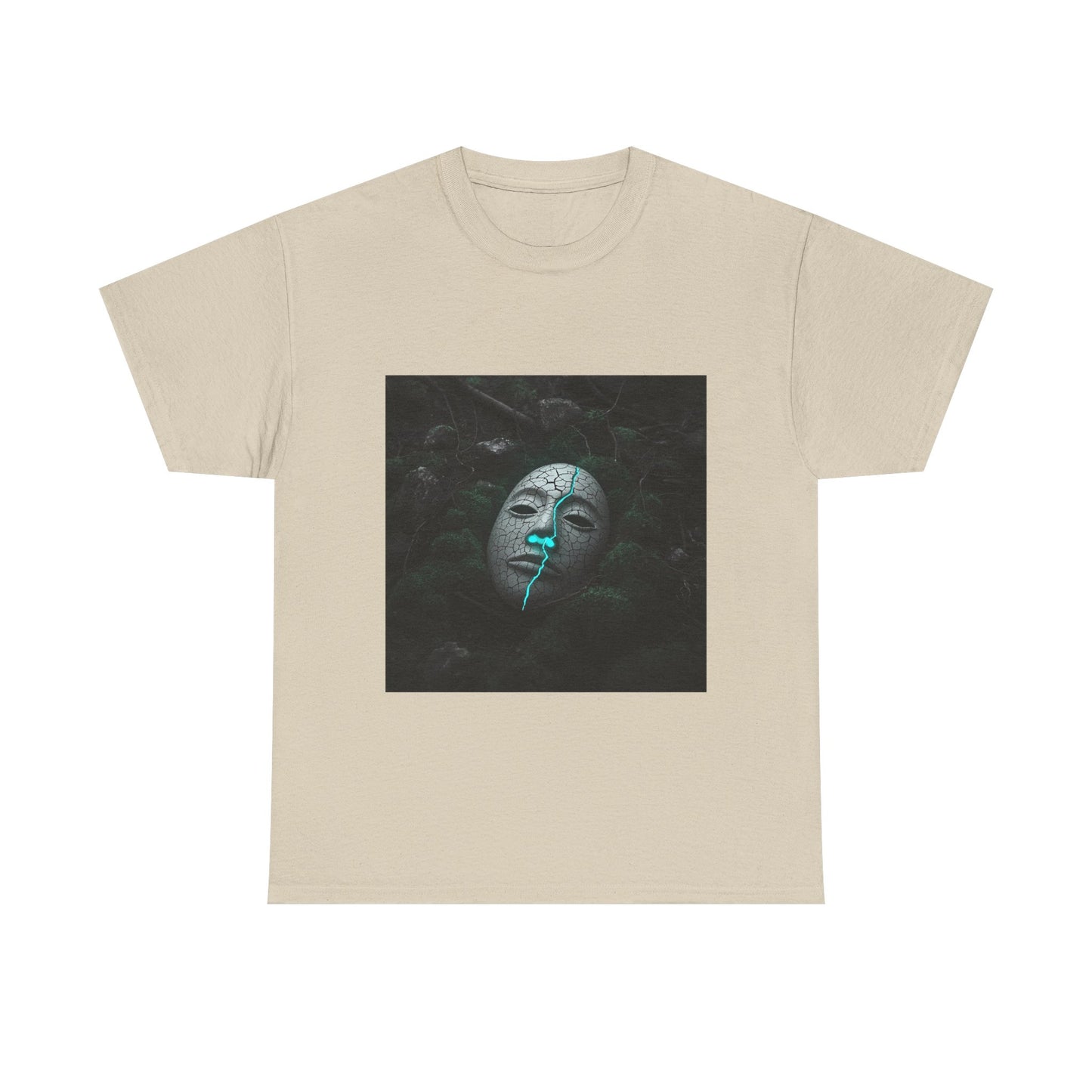 Unisex Cracked Mask in Moss T-Shirt | Mysterious Forest Aesthetic Tee