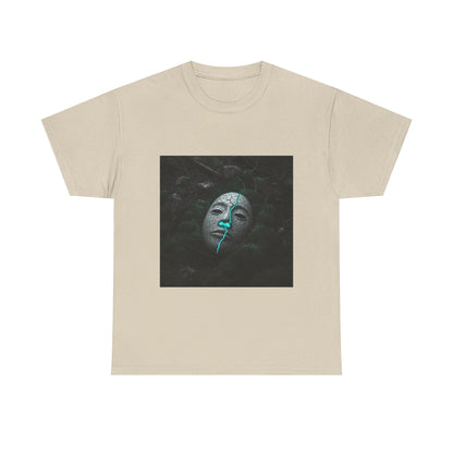 Unisex Cracked Mask in Moss T-Shirt | Mysterious Forest Aesthetic Tee