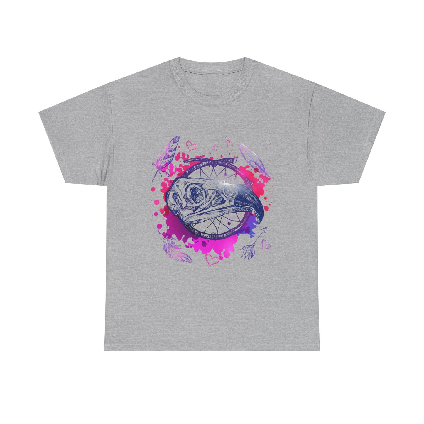 Bird Skull Dreamcatcher T-Shirt - Bohemian Watercolor Graphic