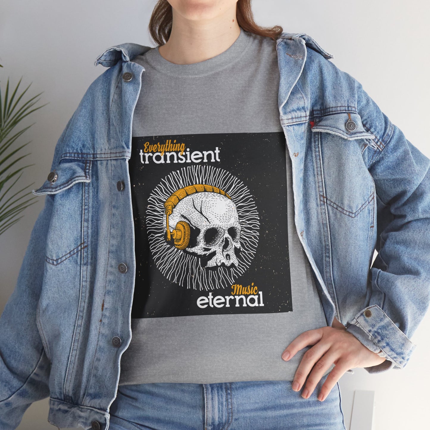 Unisex Music Eternal Skull Graphic Tee - DJ Headphones Vintage Art