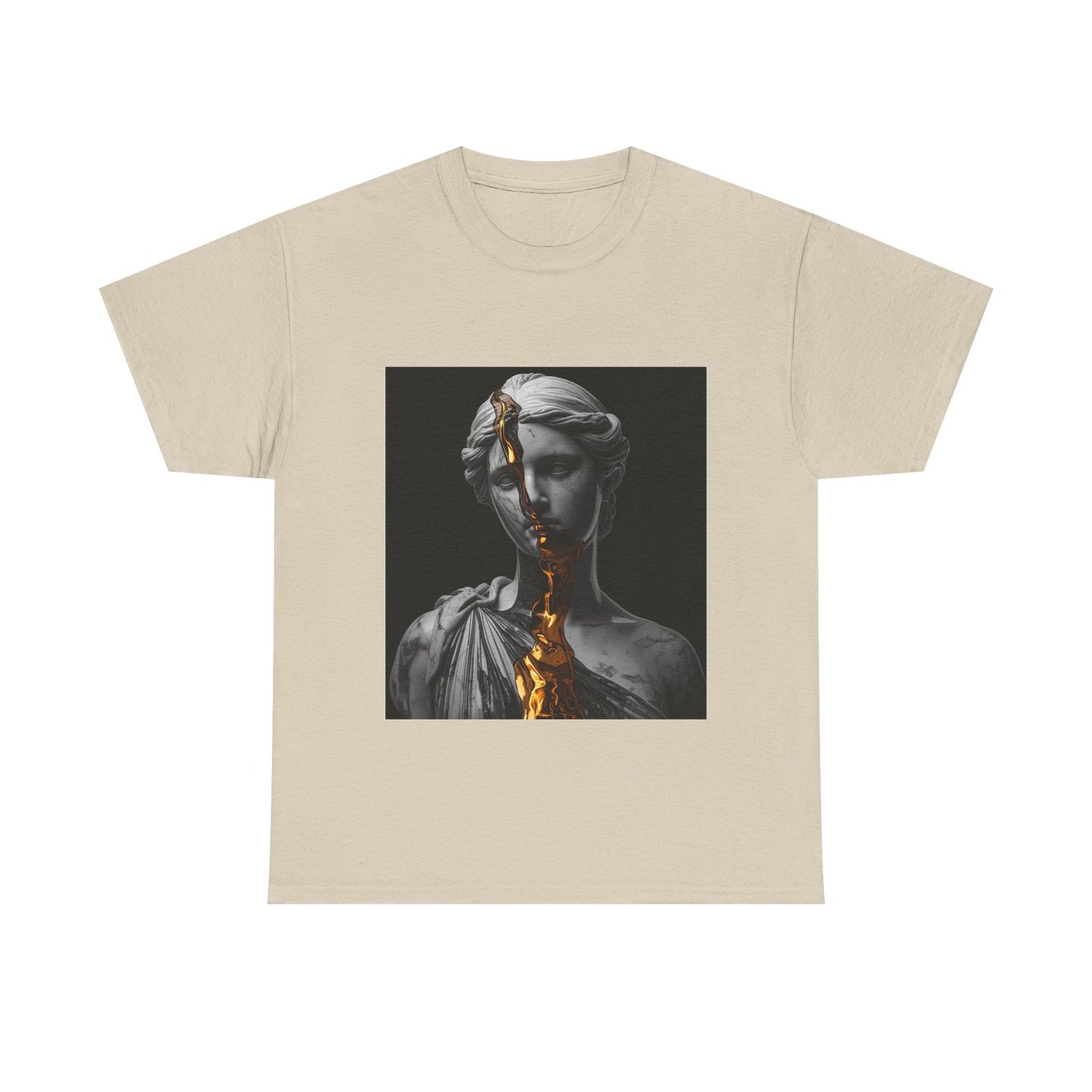 Unisex Golden Fracture Statue T-Shirt | Marble Sculpture & Gold Liquid Art