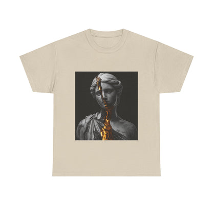 Unisex Golden Fracture Statue T-Shirt | Marble Sculpture & Gold Liquid Art